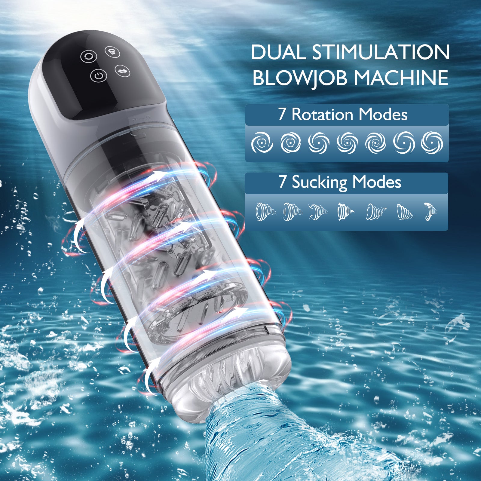 XR3 Plus 2-in-1-Blowjob-Maschine mit doppelter Stimulation und Wasser-Vakuumpumpe